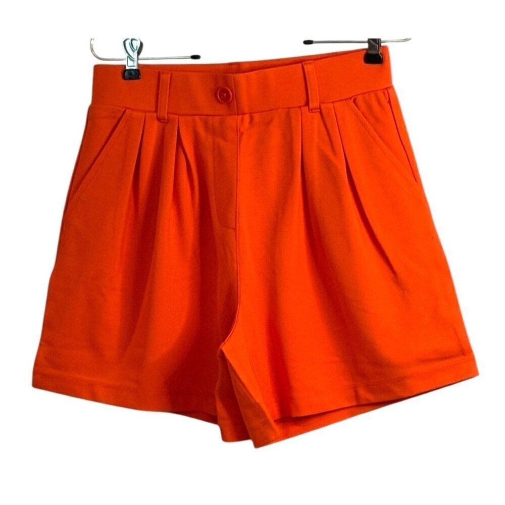 Betabrand Women's 90s Pleated Trouser Short Orange Size Medium NWT